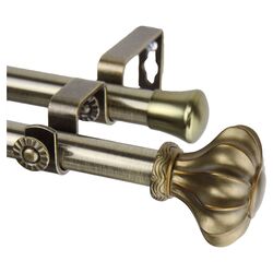 Flair Steel Double Curtain Rod in Antique Brass