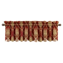 Rose Momento Curtain Valance in Red