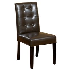Mario Button Tufted Dining Chair in Chocolate Brown (Set of 2)