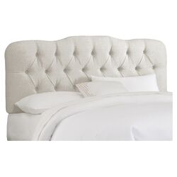 Tufted Arch Linen Upholstered Headboard in Talc