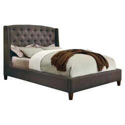 Upholstered Wingback Bed in Gray