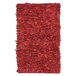 Leather Shag Red Rug