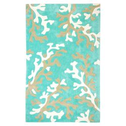 3.6 Fusion Coral Fixation Turquoise Blue & White Rug