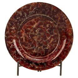 Toscana Glass Plate with Metal Stand in Brown