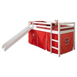 Alexander Twin Loft Bed with Red Tent in White