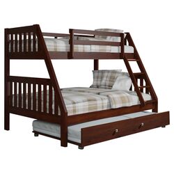 Vivian Twin Over Full Bunk Bed with Twin Trundle Bed in Dark Cappuccino