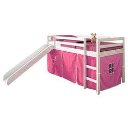 Alexander Twin Loft Bed with Pink Tent in White