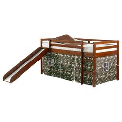 Alexander Twin Loft Bed with Camo Tent in Light Espresso
