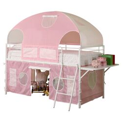 Muldoon Twin Loft Bed with Pink Tent in White