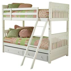 Lauren Twin Over Twin Bunk Bed with Trundle Storage in White