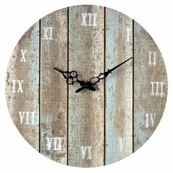 Wooden Wall Clock in Belos Light Blue