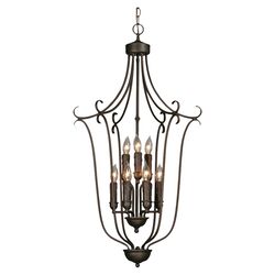 Alayna 9 Light Caged Inverted Pendant in Rubbed Bronze