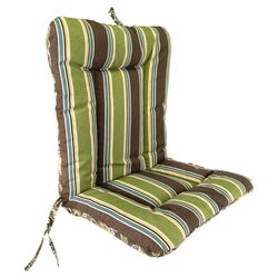 Echo Stripe Truffle Reversible Chair Cushion in Green