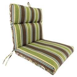 Echo Stripe Truffle Universal Reversible Chair Cushion in Green