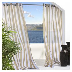 Outdoor Escape Grommet Top Stripe Curtain Panel in Khaki