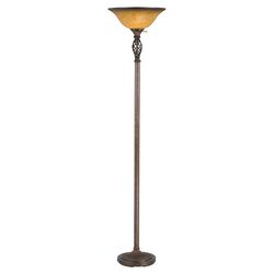 Twisted Cage Torchiere Floor Lamp in Rust
