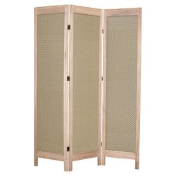 Casablanca 3 Panel Room Divider in Green & Natural