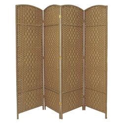 Diamond Weave 4 Panel Room Divider in Natural