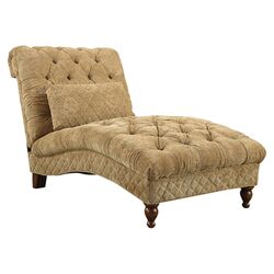 Chenille Chaise Lounge in Gold Sand
