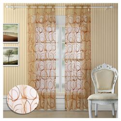 Evelyn Grommet Curtain Panel in Gold & Brown (Set of 2)