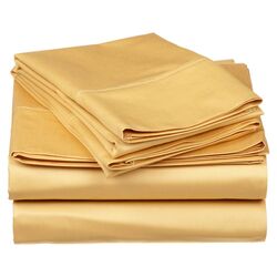 Egyptian Cotton Solid Sheet Set in Gold