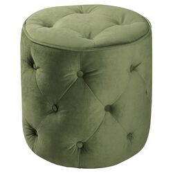 Curves Fabric Pouf Ottoman in Spring Green