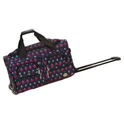 Fleur de Lis Duffel in Navy & Pink