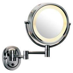 Lighted Magnifying Wall Mirror in Chrome