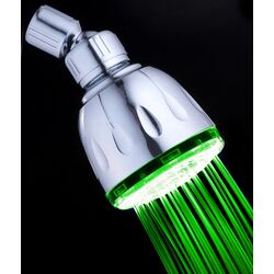 Fixed Green LED Illuminated Shower Head in Chrome