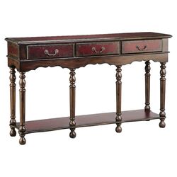 Enodia Console Table in Distressed Red