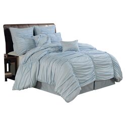 Venetian Ruched 8 Piece Full/Queen Comforter Set in Blue