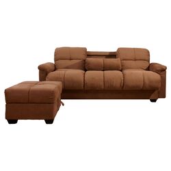 Phila Covertible Sleeper Sofa & Ottoman in Brown