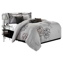 Cheila 8 Piece Comforter Set in Silver