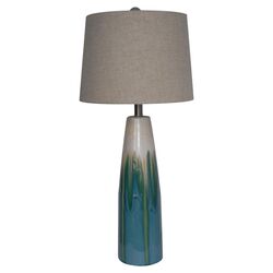 Tall Table Lamp in Metallic Cream & Blue