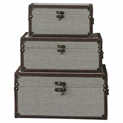 3 Piece Canvas Covered Trunk Set in Khaki
