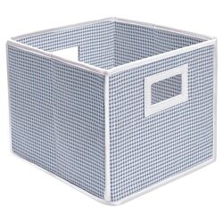 Gingham Folding Storage Cube in Blue