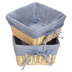Natural Square Nursery Basket with Navy Liner