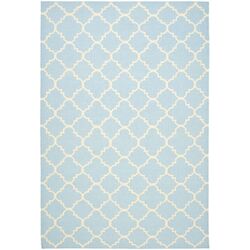 Dhurries Checked Light Blue & Ivory Rug