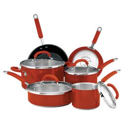 Rachael Ray Stainless Steel 10 Piece Cookware Set in Red