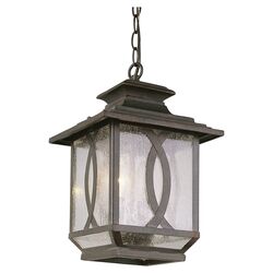 3 Light Outdoor Hanging Lantern in Burnished Rust