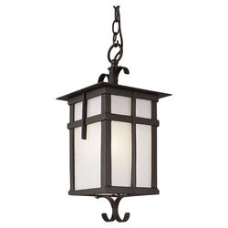 Frosted 1 Light Outdoor Hanging Lantern in Black
