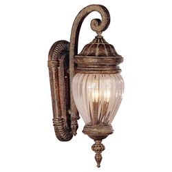3 Light Outdoor Wall Lantern in Antique Gold