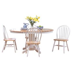 Elmwood 5 Piece Dining Set in White & Natural