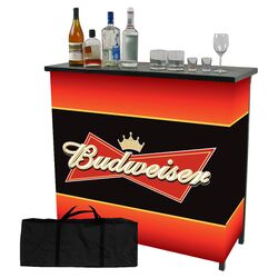Budweiser 2 Shelf Portable Bar Table in Red