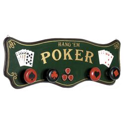 Hand-Carved Hang 'Em Poker Coat Rack in Green