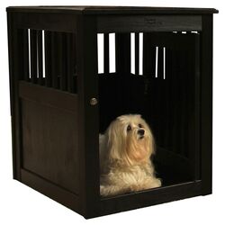 End Table Pet Crate in Antique Black