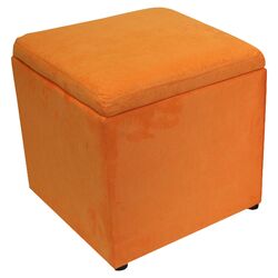 Storage Cube Ottoman in Orange (Set of 2)