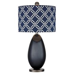 Sevenoaks Glass Table Lamp in Navy Blue