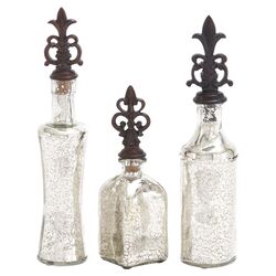 ,3 Piece Polished Stone & Glass Jar Set