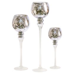 3 Piece Stem Vase Set in Silver